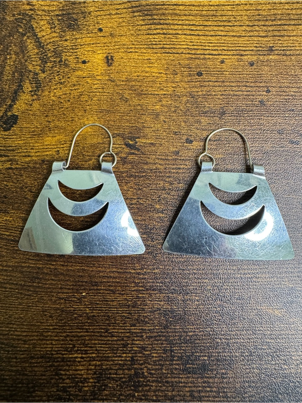 4/$20 Silver Geometric Cutout Dangle Earrings - Modern Women's Jewelry